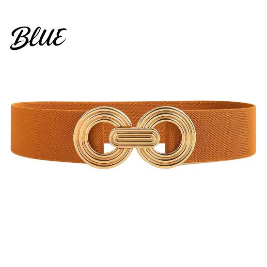 Wide Elastic Waist Belt 75cm Women's Belt, Stretch Fashionable with Slimming for Daily Commute Geometric Metal Buckle, Dress Corset Accessory