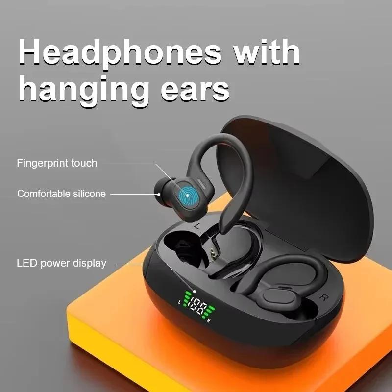 Auricolari Bluetooth SP16 da Appendere all'Orecchio per Sport e Corsa con Lunga Durata della Batteria, Display Digitale, Cancellazione del Rumore