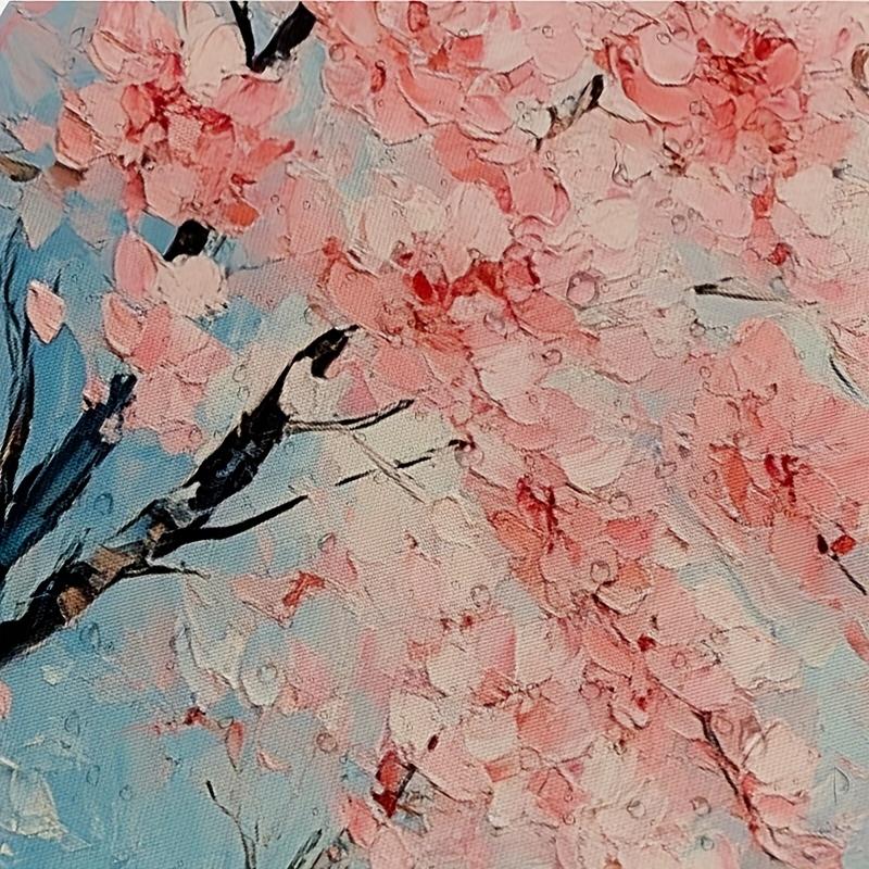 1Pc Cherry Blossom Shower Curtain - Light Pink Floral, Serene River & Autumn Leaves, Hand Wash, Modern Bathroom Decor