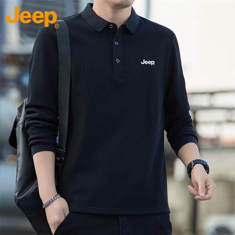 JEEP Men s Loose Fit Long-Sleeve Polo Shirt 2XL