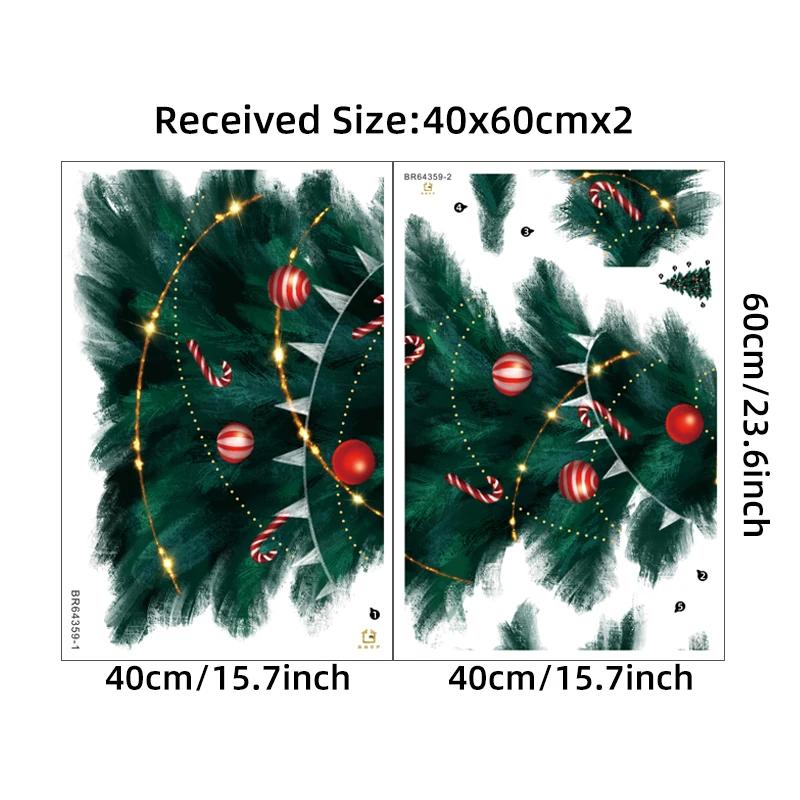 95cm Tall Large Deep Green Christmas Tree Merry Christmas Wall Stickers for Living Room Bedroom Kitchen Festival Decorative PVC