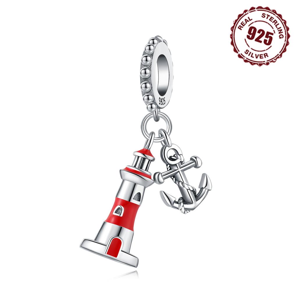 Copper Watchtower Ship Anchor Pendants Bracelet Charms Fit Bangle For Women Jewelry Party Beads Diy Gifts Accessory