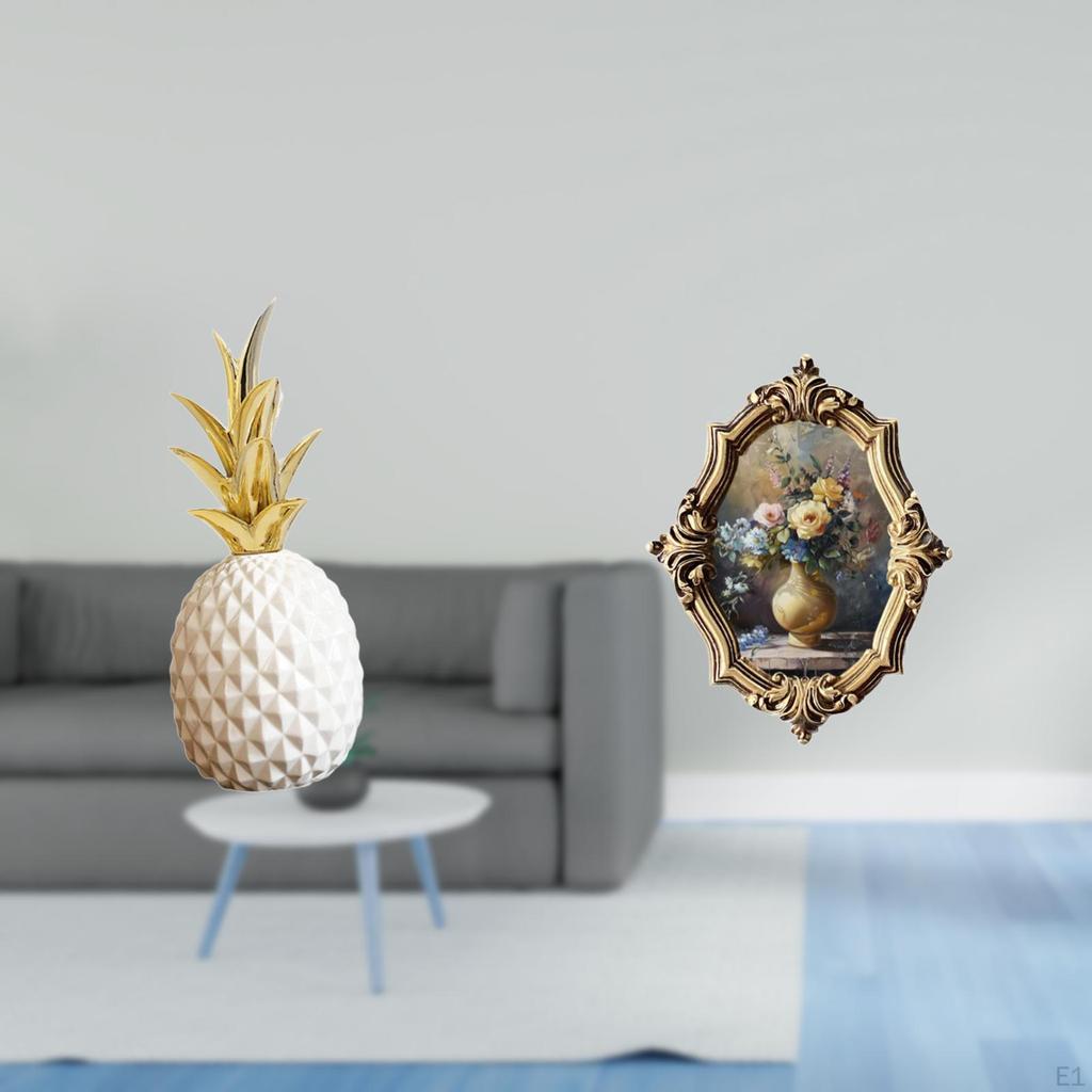 Pineapple Sculpture Resin Picture Frame Vintage Decorative Art Crafts Artificial Figurine Ornament