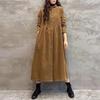 Women Fleece Lined Corduroy Trench Coat Vintage Loose Mid‑Long Long Sleeve Windbreaker Jacket For Autumn Winter