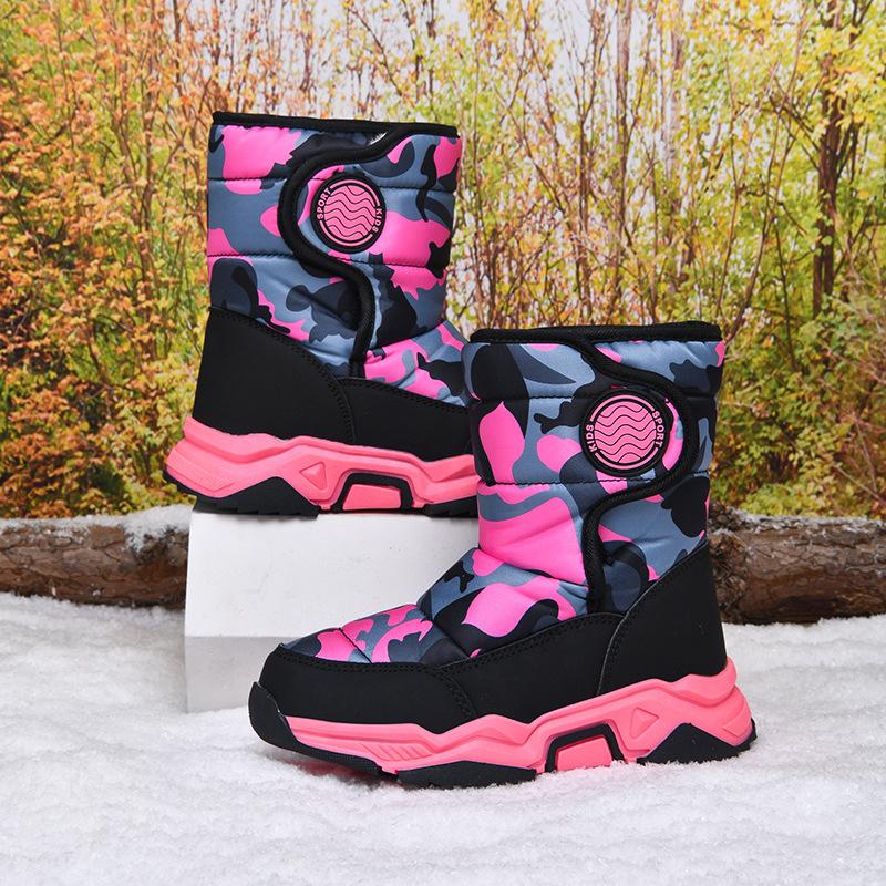 Children's Snow Boots 2025 Winter Thickened Velvet Non-slip Flat-soled Cotton Shoes Waterproof Cotton Boots Outdoor Men's and Women's Medium and