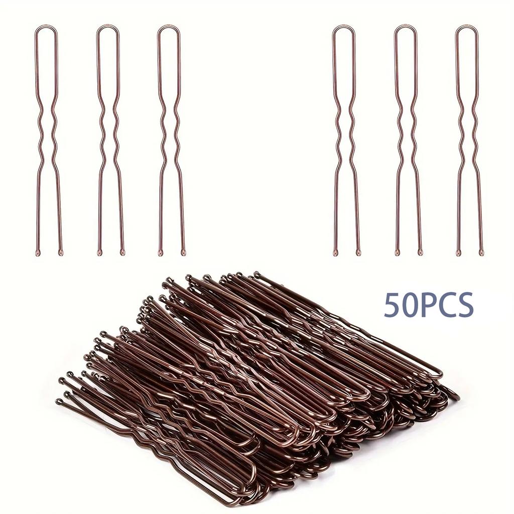 50PCS U-Shaped Hair Pins Thickened 5cm Hair Clips for Hair Styling Bridal Hair Accessories Salon Hairpins for Bun and Updo Hairstyles