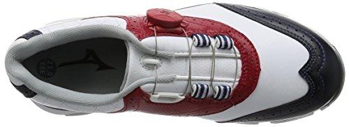 Mizuno Nexlite 003 Boa Spike Golf Shoes, 3E, Women's, White, Red, and Navy, Size 230 (23cm)