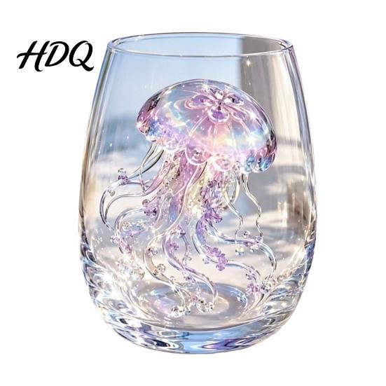 Luxury Decorative Glass 3D Animal Stemless Wine Glass Ocean Inspired Details Elegant Clear Gifts Cup Durable Drinkware for Home Kitchen And