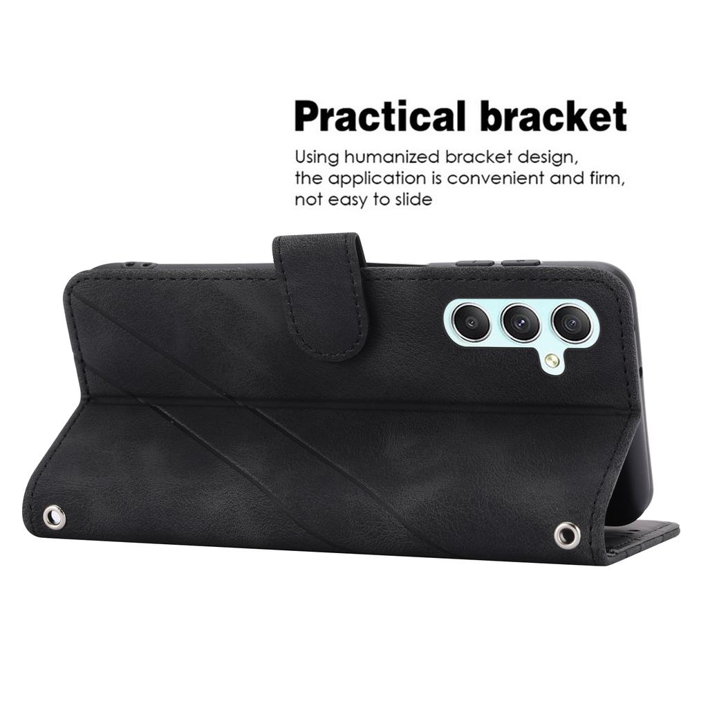 For Samsung Galaxy A15 4G/A15 5G Case Imprinted Line Leather Phone Cover with Handy Strap