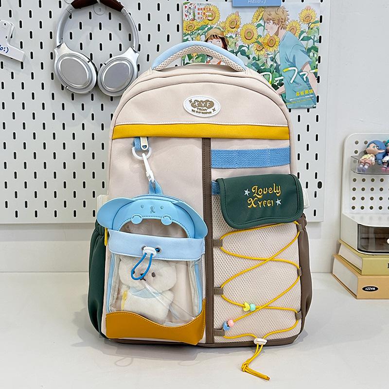 

Новый свежий и милый рюкзак с контрастной цветной вставкой для старшеклассников, легкий, большой вместимости