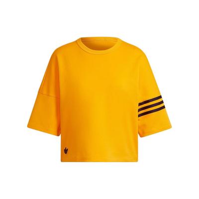 adidas Originals Adicolor Neuclassics T-shirt Color Block a Strisce Girocollo Manica Corta Larga T-shirt Donna Top Giallo HM1757