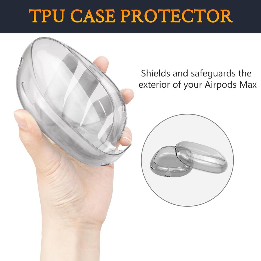 SOULWIT Protective Kit for AirPods Max TPU Cover Headband Cover Earpad Case Protection Accessory Easily Slim 2/1 (2026/2024/2020, USB-C/Lightning) - +