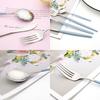 Jankng 16Pcs Colorful Tableware Set Stainless Steel Dinnerware Set Spoons Knife Fork Kitchen Utensils Cutlery Home Cute Flatware Set