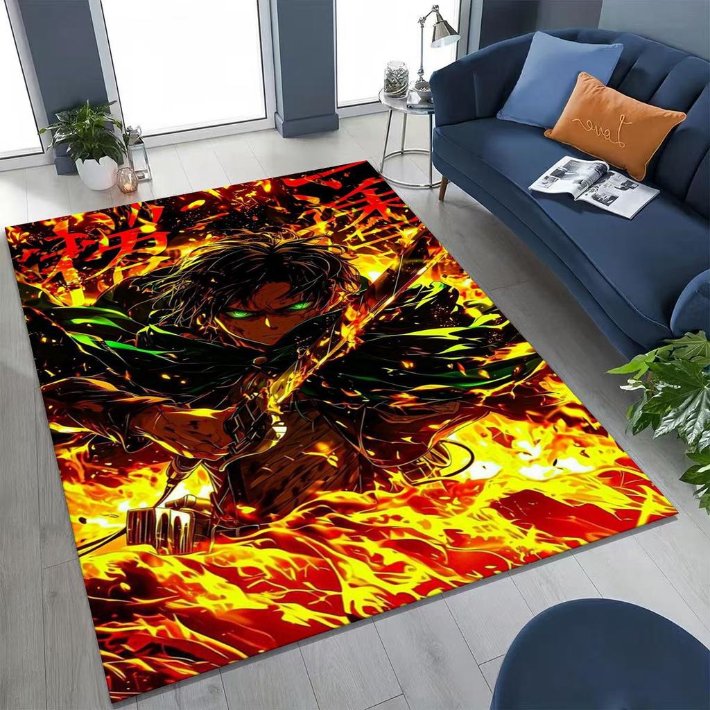 2026 New Anime Attack on Titan Eren Mikasa Cartoon Rug for Bedroom Living Room Sofa Home Doormat Decor,Kids Non-slip Floor Mat