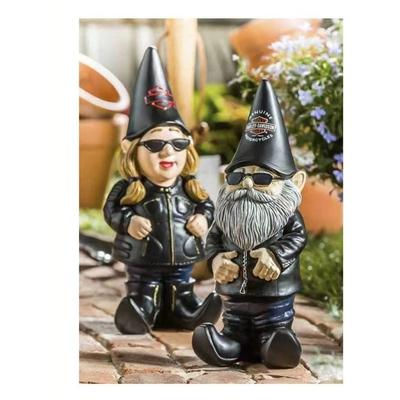 Motorcyclist Male and Female Decorative Items Hip-hop White-bearded Dwarf Design Gangster Home Resin