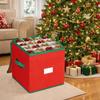 64 Grids Christmas Ball Storage Box Zipper Closure Folding Xmas Ball Storage Containers Large Capacity with Dividers