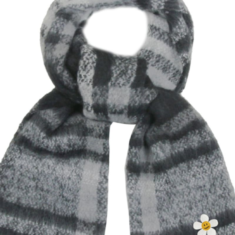 GRAVER [UNISEX] Blomma Prick Broderi Rutig Halsduk_6 Färger