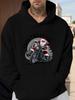 Santa Claus Motorcycle Graphic Hoodie - Casual Pullover with Kangaroo Pocket