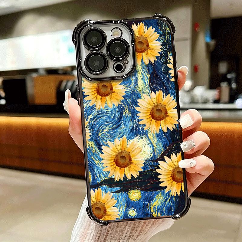Starry Night Van Gogh Art Soft Phone Case For iPhone 15 16 17 Air 14 Pro Max 16E Plus 13 12 Mini Plating Anti-Fall Fundas