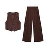 Back Opening Design V Neck Vest Jacket 4749766 High Waist Wide Leg Leisure Pleated Pants 1255435