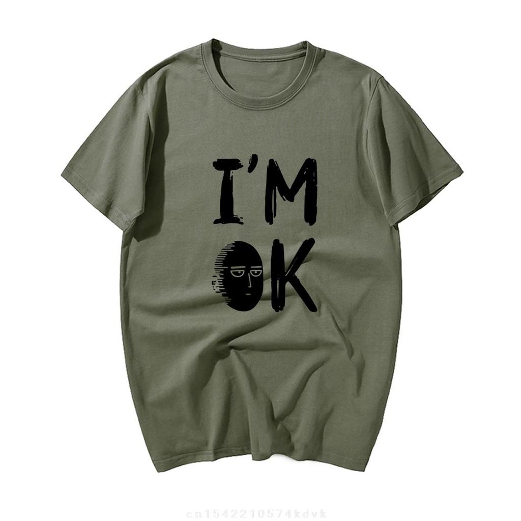 One Punch Unisex Graphic Tshirt Unisex Pure Cotton Fashion Tops Tees Harajuku Streetwear Funny IM Ok Printed Tshirt