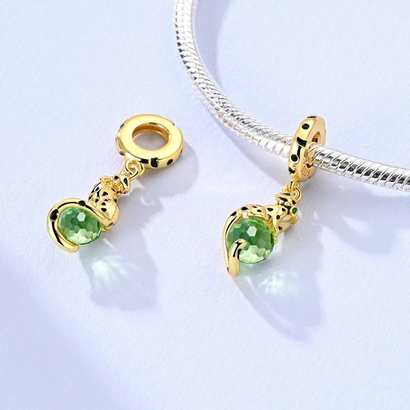Copper Gold Color Guardian Leopard Cheetah Animal Dangle Charms Beads Pendant Fit Bracelet Necklace Diy Jewelry