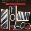 Rotatable Metal Magnetic Bracket Central Axis Leather Phone Case for Samsung Galaxy Z Fold 7 Slim Glass Protect Film Back Cover