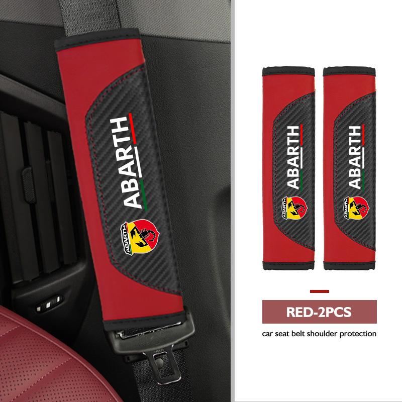 For Abarth Car Seat Shoulder Belt Cover Safety Belt Protector Pad Auto Interior Accessories FIAT 500 Doblo Tipo FR Panda Argo