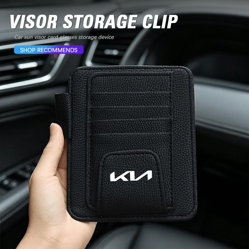 Car Visor Storage Bag Card Glasses Pocket For KIA Sportage Seltos Sorento K3 K4 Soul Carnival EV6 EV9 Carnival K5 Pegas KX1 EV5 lfgv60