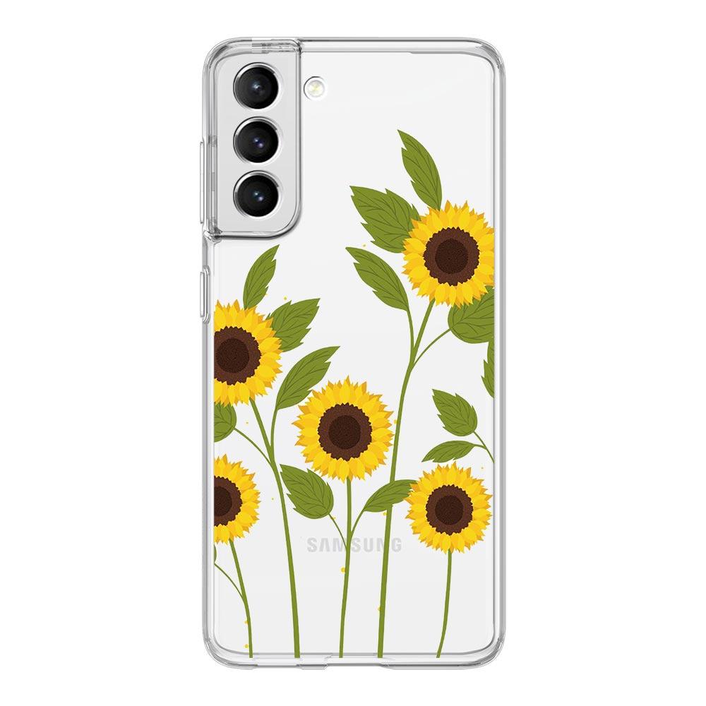 sunflower Flower Lavender Purple Phone Case For Samsung Galaxy S23 S22 S20 Ultra S21 FE 5G S9 Plus S10E S8 Note 20 Clear Cover