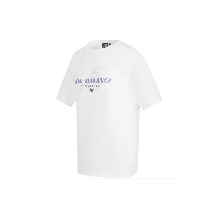 New Balance Sport Logo Tee Asia Sizing  White Purple  Unisex 5EC2U843-WT S