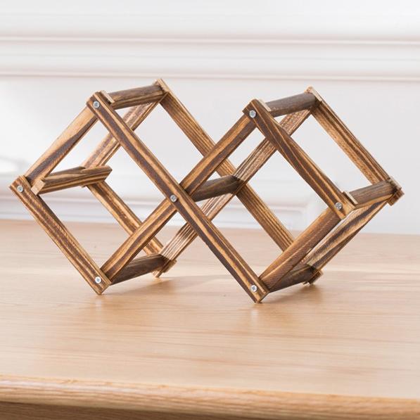 3/10 Bottles Wooden Wine Rack Wine Holders Kitchen Assembled Display Stand Organizer Storage Bar Wine Cabinet Wine Bottle Rack