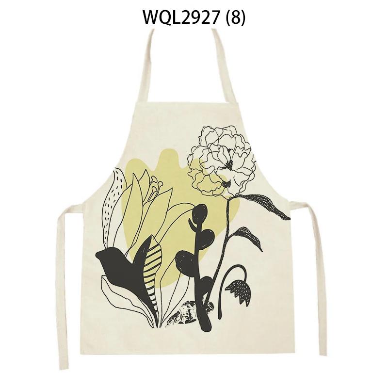 Abstract Plants Kitchen Aprons Home Cooking Sleeveless Aprons Baking Accessories Flowers Pattern Waist Bibs Antifouling Apron