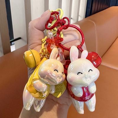 Resin Carry Rabbit Keychain Personalized Fashion Resin Bunny Cartoon Doll Schoolbag Pendant Exquisite Key Ring