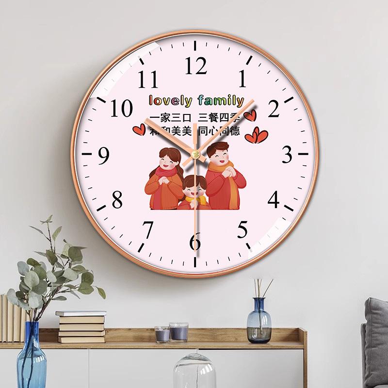 10 Inch 25cm Wall Clock Silent Family Living Room Warm Family Bedroom Clock Living Room Creative