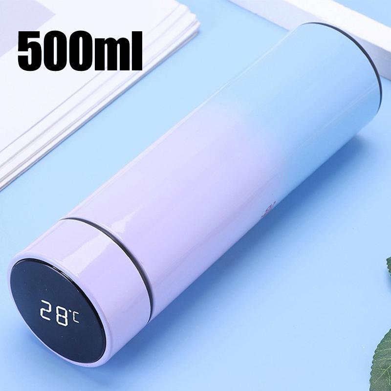 

1 шт. 500 мл умная изоляционная нержавеющая сталь цветная чашка мини-термос чашка бутылка для воды светодиодный цифровой дисплей температуры термос 500ml фиолетовый