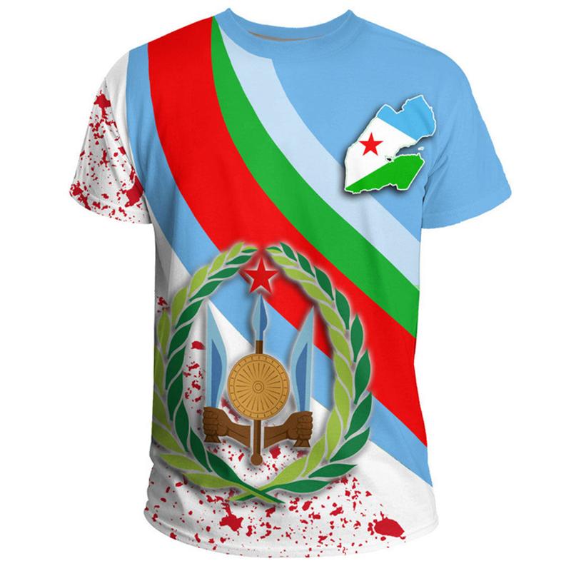 Djibouti Flag T-Shirt Men Women African Pride Graphic Tee Summer Short Sleeve Casual Gym Sports Fitness Top