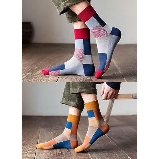 QPANDA Socks Mens Antibacterial Deodorant Cotton Thin Sports Moisture-Wicking 5-Pair Set 24-28cm Colorful Outdoor Casual