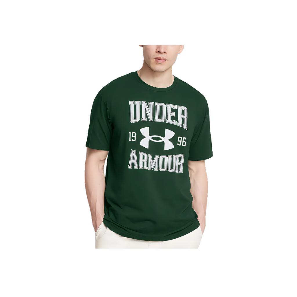 Under Armour Vintage Letter Logo Print Crew Neck Short Sleeve T-Shirt Men T-Shirts Forest-Green 1386814-301