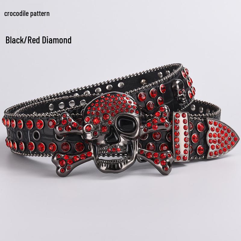 Cataramă de Curea Hip Hop cu Strasuri în Formă de Craniu - Stil Punk European și American