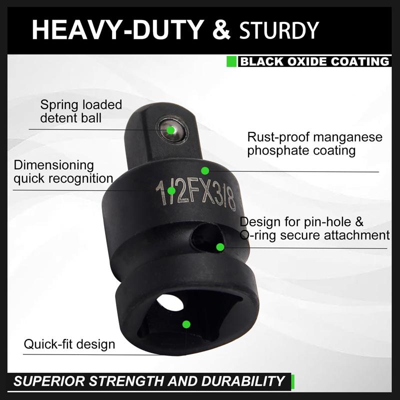 8-teiliger Schlagschrauber-Steckschlüssel-Adapter und Reduzierstück-Satz. Antriebssteckschlüssel-Adapter-Satz mit robustem Koffer für Schlagschrauber-Umbauten