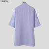 INCERUN Oversized Summer Men V Neck Half Sleeve Splits Casual Long T-shirts Tee Tops