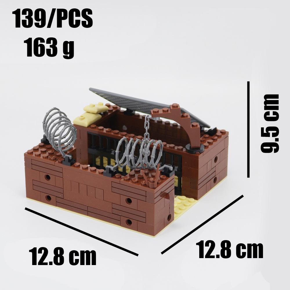 Small Particle Assembled Building Block Trench Fortress Bunker Military Series Battlefield Modular Scene Ornament