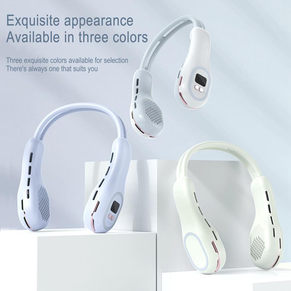 

Подвесной шейный вентилятор 3 скорости регулировки 360 градусов красочный свет удобный портативный вентилятор