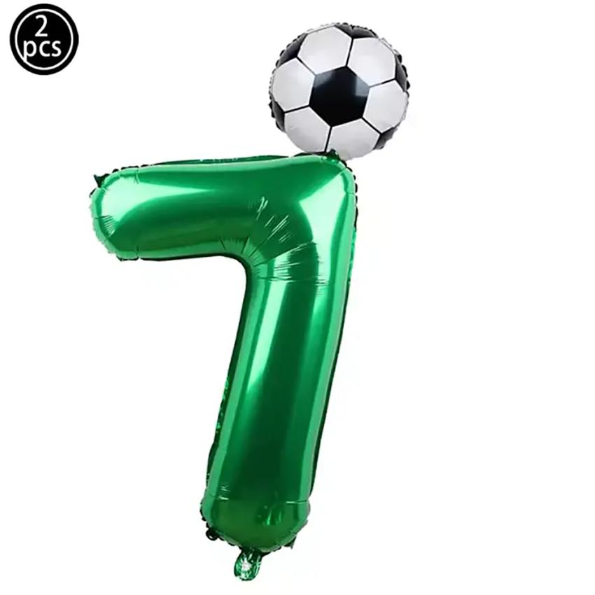 2pcs 32inch Green Number Foil Ballons 10Inch Soccer Helium Ballons Football Kids Birthday Parti Sports Themed Party Decoration