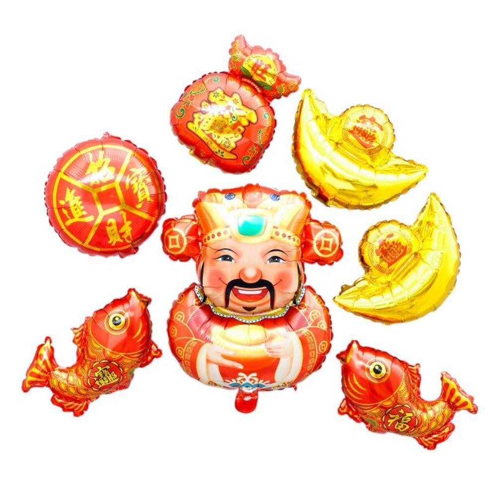 Chinese New Year Balloon Gold Ingot Fish Tassel Firecracker Shape Aluminum Film Balloon Spring Festival Home Decoration Balloon