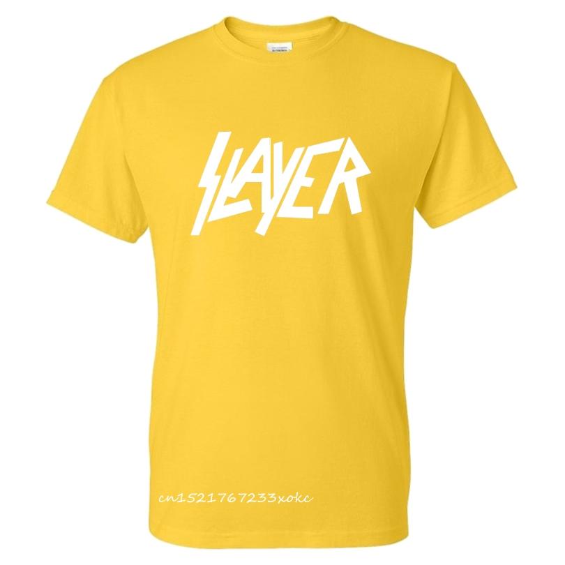 חולצת טי ממתכת Slayer מודפסת אופנת גברים Streetwear צווארון עגול שרוול קצר חולצת טי 100% כותנה חולצת רוק עליוניות