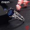 925 Silver Oval Emerald Adjuastable Ring for Women Fashion Jewelry