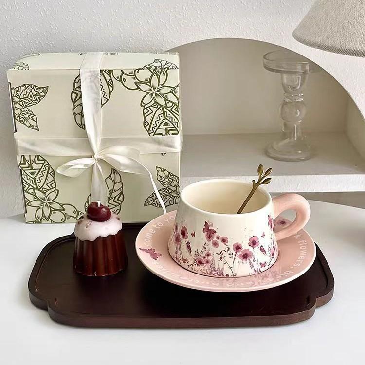 

Винтажная масляная живопись Роза Керамическая Чашка, Кружка, Набор Кофейная Чашка и Блюдце для Дня Рождения Девочки, Подарочная Коробка, Сувенир Кафе 300ml