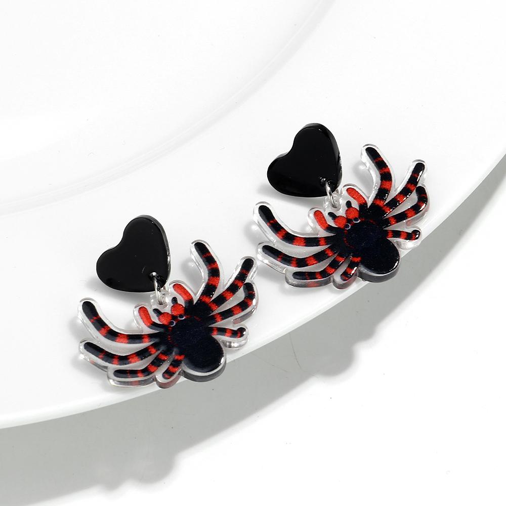 Gotische Spinnennetz Acryl Halloween Ohrringe für Damen 2025 Horror Bunter Anhänger Ohrring Kreativer Party Schmuck Geschenke